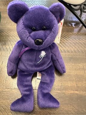 Ty Purple Beanie Baby Rose “Princess” Bear